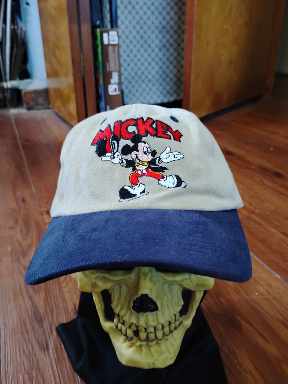 Vintage Disney On Ice Mickey Mouse Two Tone Strap Hat Cap